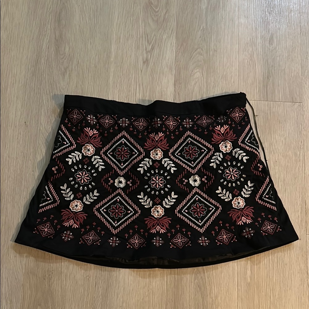 Embroidered Black Skirt